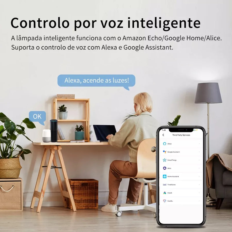 Lâmpada Inteligente Alexa Com Controle por Voz