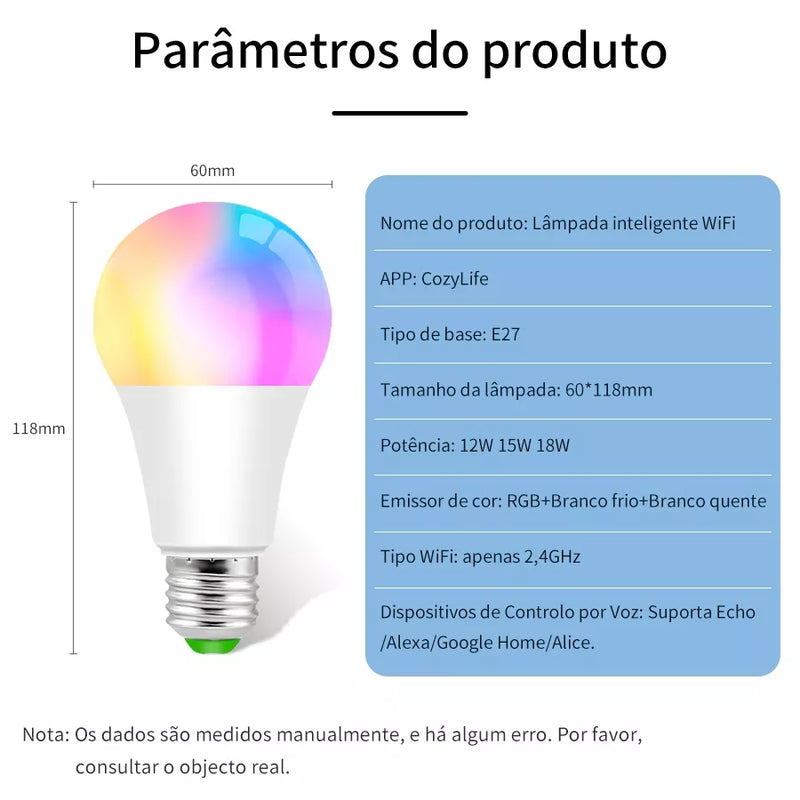 Lâmpada Inteligente Alexa Com Controle por Voz